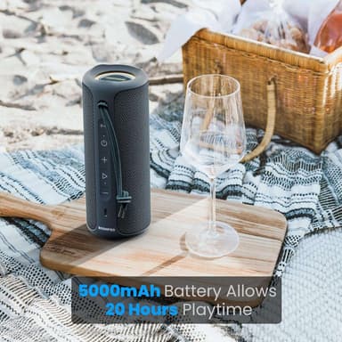 Bluetooth-høyttaler 36W bærbar høyttaler med stereolydbase, Bluetooth 5.3 trådløs IP7x vanntett høyttaler blå