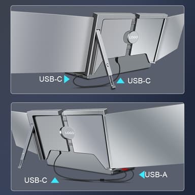 NÖRDIC doble bærbare 15.6""-skjermer med teleskopstativ for bærbar PC 15-17,3"", FHD 1080P, Mac/Windows, USB-C tilkobling