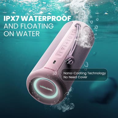 Bluetooth-høyttaler 36W bærbar høyttaler med stereolydbase, Bluetooth 5.3 trådløs IP7x vanntett høyttaler Rosa
