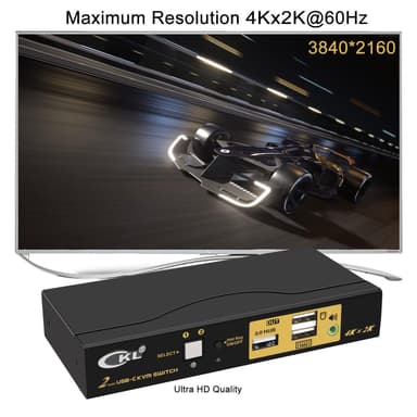NÖRDIC 2 til 1 USB-C til HDMI 2.0 KVM-svitsj, 4K60Hz
