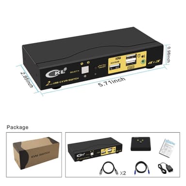 NÖRDIC 2 til 1 USB-C til HDMI 2.0 KVM-svitsj, 4K60Hz