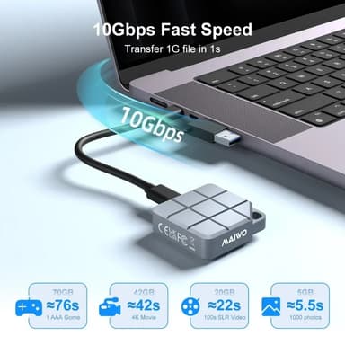 MAIWO M.2 2230 NVMe og SATA SSD mini eksternt kabinett USB 3.2 Gen 2 10 Gbps