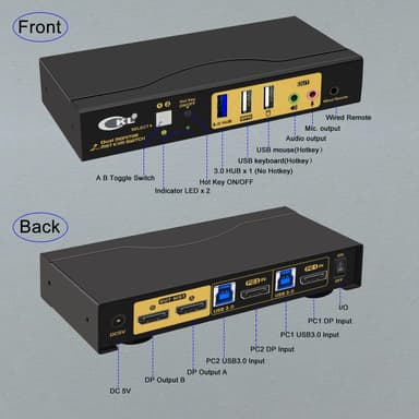 NÖRDIC KVM 2x2-svitsj Dual MST Monitor Displayport 4K60Hz