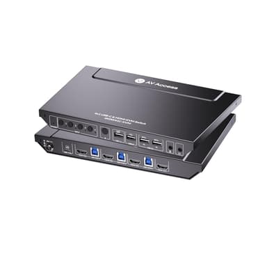 AV Access 4K USB-C og HDMI KVM-svitsj 4 PC-er 1 skjerm, 60W lading for bærbar PC