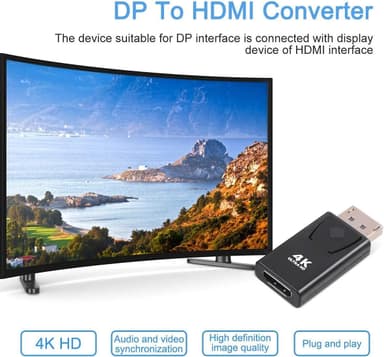 NÖRDIC Aktiv adapter Displayport1.2 hann til HDMI1.4b hunn 4K 60Hz Eyefinity svart