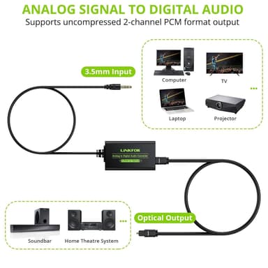 NÖRDIC 48kHz DAC analog til digital omformer 3,5 mm til SPDIF Toslink