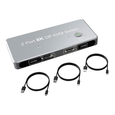 NÖRDIC KVM-svitsj 2xPC til 1xDP 8K 60Hz 3xUSB-A 2.0