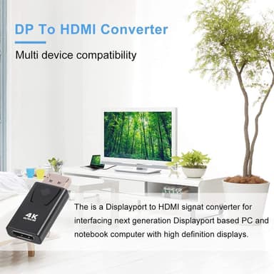 NÖRDIC Aktiv adapter Displayport1.2 hann til HDMI1.4b hunn 4K 60Hz Eyefinity svart