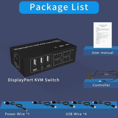 NÖRDIC KVM Switch 4 PC til 1 DisplayPort 4K 60Hz og 4x USB HDCP 2.2