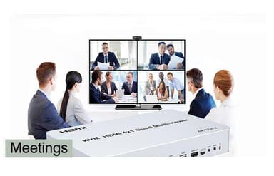NÖRDIC KVM-svitsj 4xPC til 1xHDMI 4K 60Hz Quad Multi-Viewer med 4xUSB-A