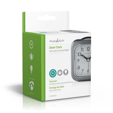 Nedis Analog Desk Alarm Clock | slumrefunksjon | Bakgrunnsbelysning | Grå / Hvit