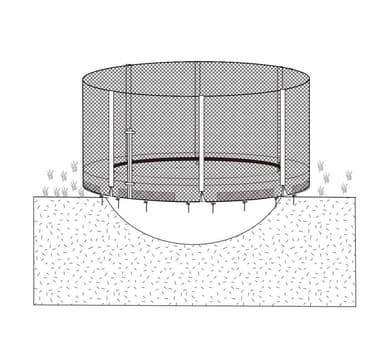 Kapsling for 305cm marktrampolin, med stenger, sort