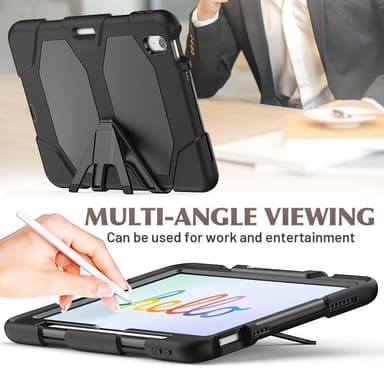 Til iPad Air 11 (2024) Deksel Stand Shame Protector PC+Silikon - Svart