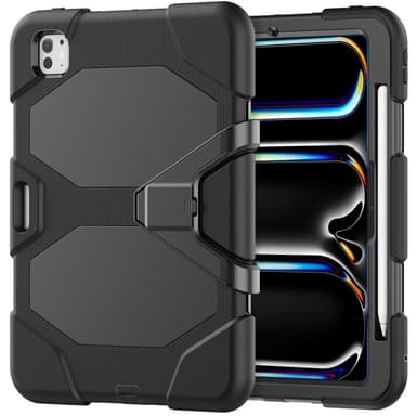 Til iPad Pro 11 (2024) Deksel Stand Shame Protector PC+Silikon - Svart