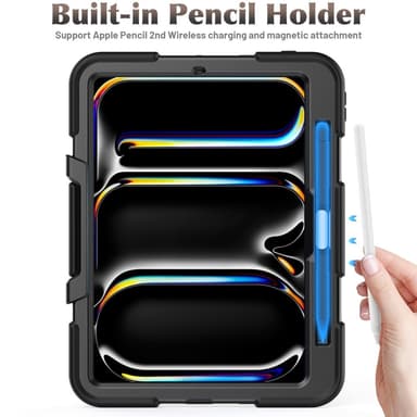 Til iPad Pro 11 (2024) Deksel Stand Shame Protector PC+Silikon - Svart