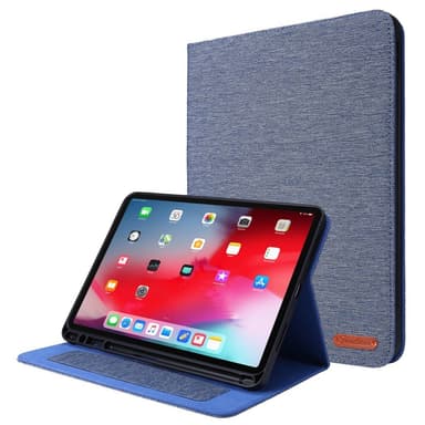 For iPad Air 13 (2024) Sammenleggbart Veske Kortholder Stoff Tekstur - Blå