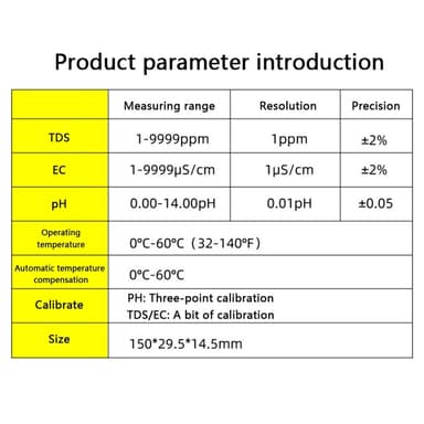 4-i-1-test for vannkvalitet PH TDS EC TEMP testpenn