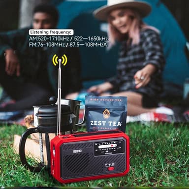 AM FM-radio Sollading Håndsveiv LED lommelykt PowerBank