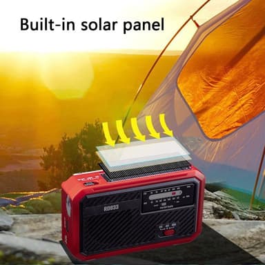 AM FM-radio Sollading Håndsveiv LED lommelykt PowerBank