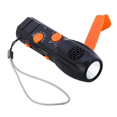 Håndsveiv AM/FM-radio LED lommelykt 1200mAh nødstrømbank