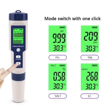 5-i-1-test for vannkvalitet EC Ph TDS temperatur saltholdighet