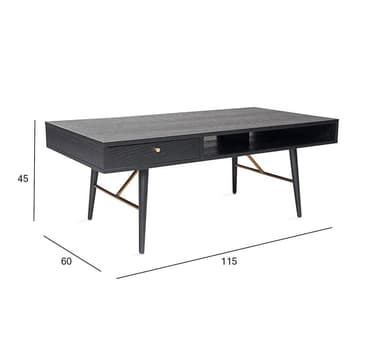 Salongbord LUXEMBOURG 115x60xH45cm, sort