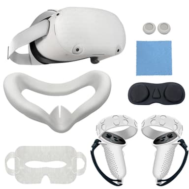 Oculus Quest 2/Meta Quest 2 tilbehør, ansiktsdeksel i silikon, VR-skalldeksel, øyemaske Hvit