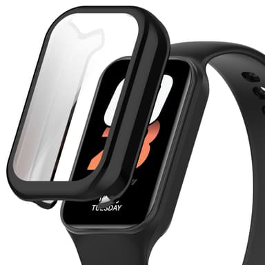 Beskyttelsesdeksel med skjermbeskytter for Xiaomi Mi Band 8 Active/Redmi Band 2 Sort
