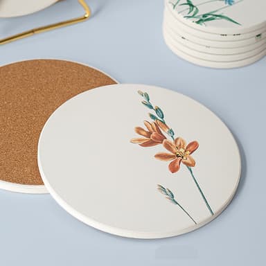 Coasters Dekkeunderlag Varmebestandige vannabsorberende pads med Coaster Holder 6-pakke elegant blomst
