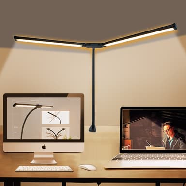 LED dobbelthode skrivebordslampe med klemme Sort