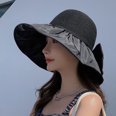 Floppy hatt med bred brem Sort