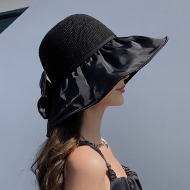 Floppy hatt med bred brem Sort