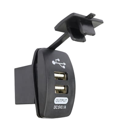 Båtformet dobbel USB-billader Sort+gressfarge