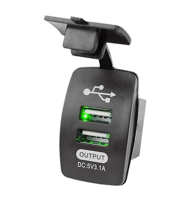 Båtformet dobbel USB-billader Sort+gressfarge
