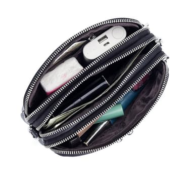 Ny crossbody-veske med tre glidelåser for kvinner Sort