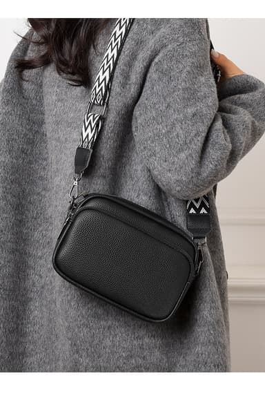 INF Crossbody-vesker for kvinner, justerbar remveske i PU-skinn Sort