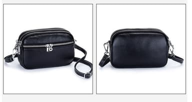 Ny crossbody-veske med tre glidelåser for kvinner Sort