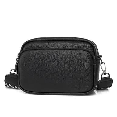 INF Crossbody-vesker for kvinner, justerbar remveske i PU-skinn Sort
