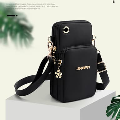 Multifunksjonell Crossbody Telefonveske Sort