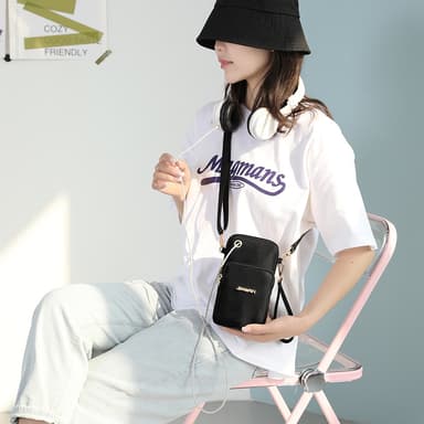 Multifunksjonell Crossbody Telefonveske Sort