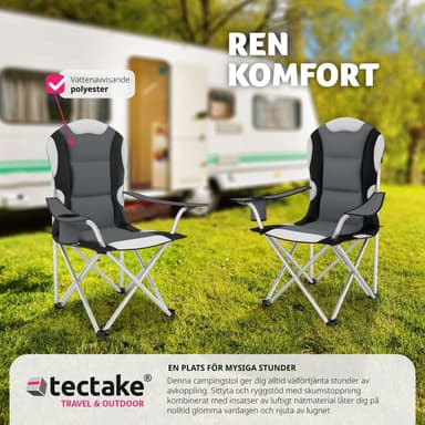 Campingstol med polstring - grå