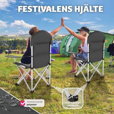 Campingstol med polstring - grå