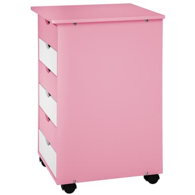 Kommode på hjul med 6 skuffer 65x36x40cm - rosa