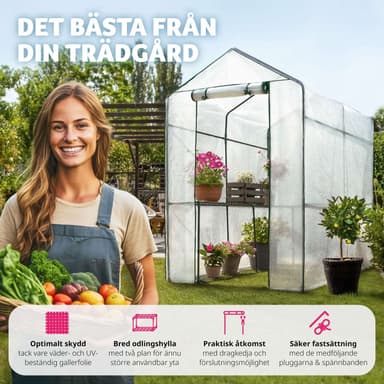 Drivhus med presenning - hvit