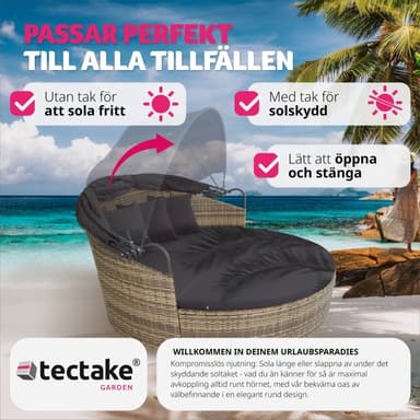 Rund solseng med soltak poly rotting - natur