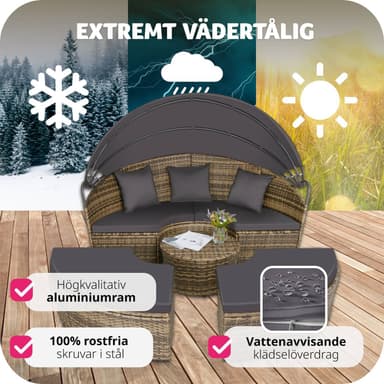 Rund solseng med soltak poly rotting - natur