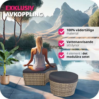 Rund solseng med soltak poly rotting - natur