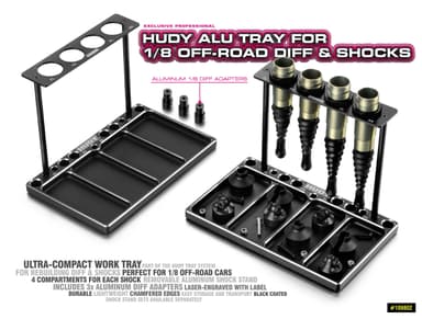 HUDY Alu Tray for 1/8 Off-Road Diff & Shocks
