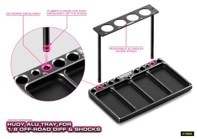 HUDY Alu Tray for 1/8 Off-Road Diff & Shocks