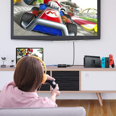 NÖRDIC Videoopptaksadapter HDMI-utgang 4K 30Hz HDMI med sløyfemikrofon og lydutgang HDMI-signalsløyfeutgang